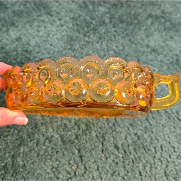 Vintage LE Smith Sun & Moon Golden Amber Candy Dish Rare Shape 8x5.5" Multi-Use - Picture 3 of 5